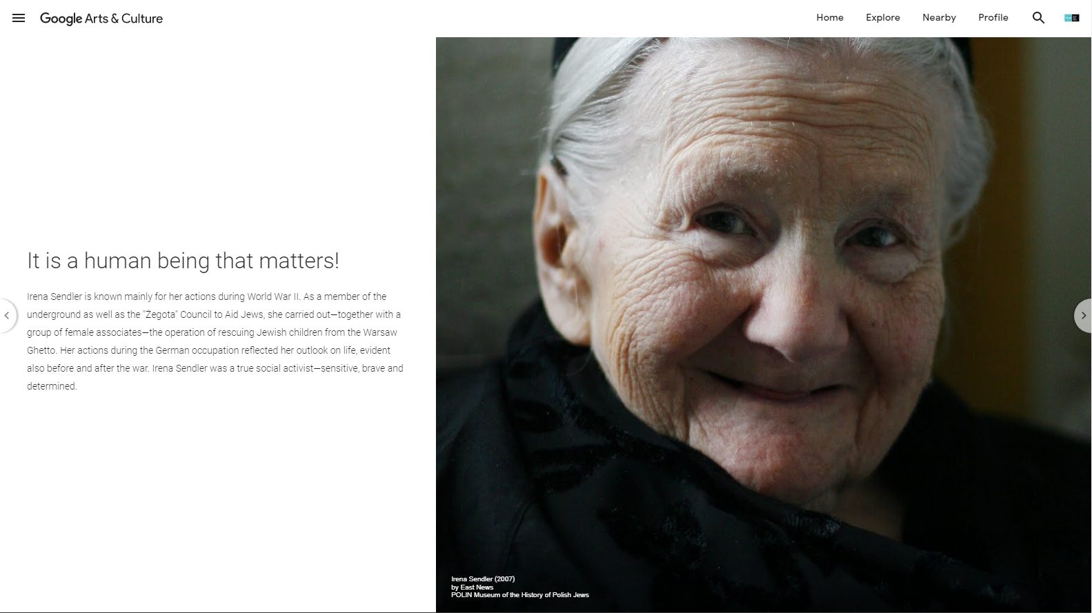 Zdjęcie starszej siwowłosej kobiety - Irena Sendler