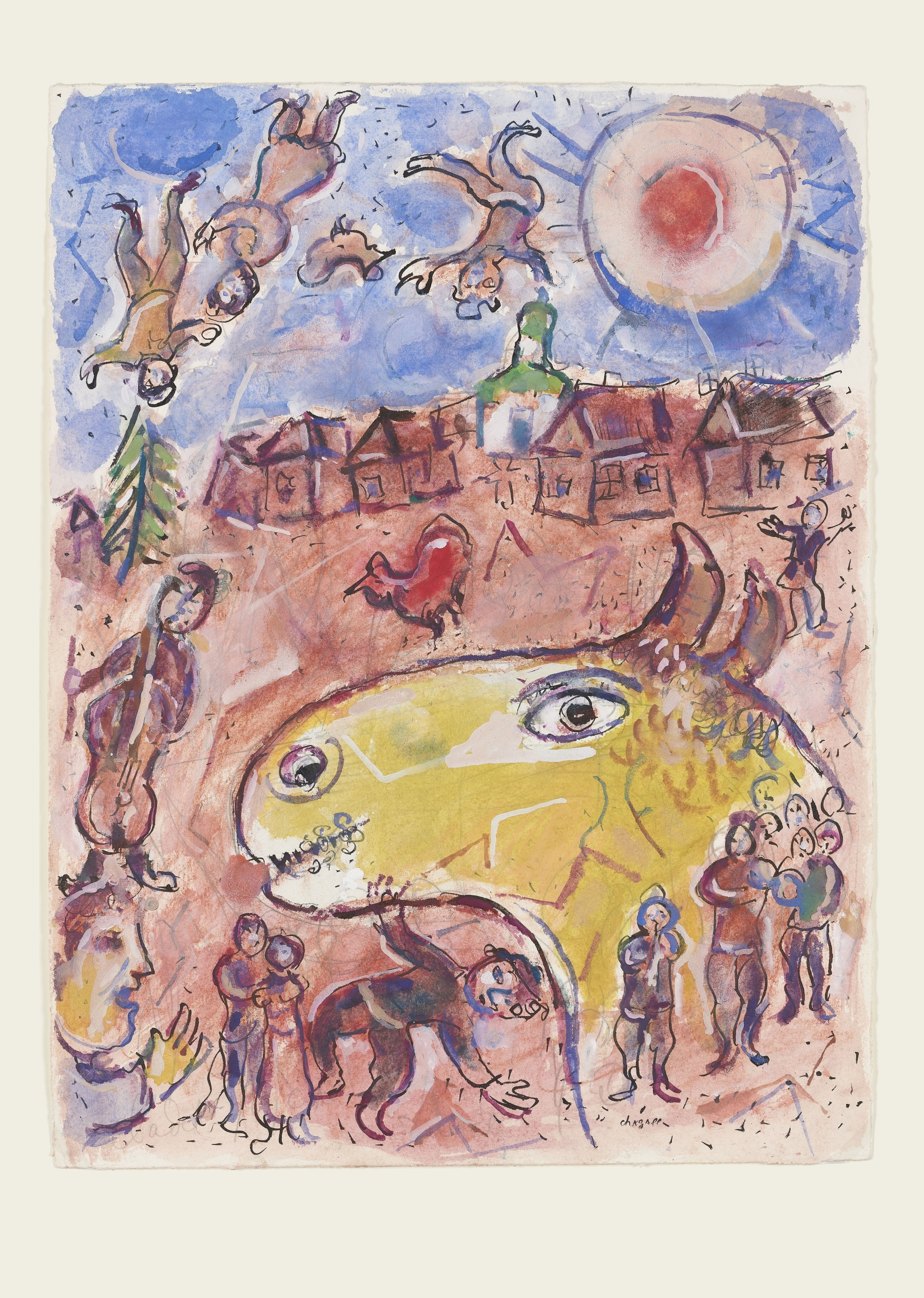 Żółty koziołek na wsi - obraz Marca Chagalla.
