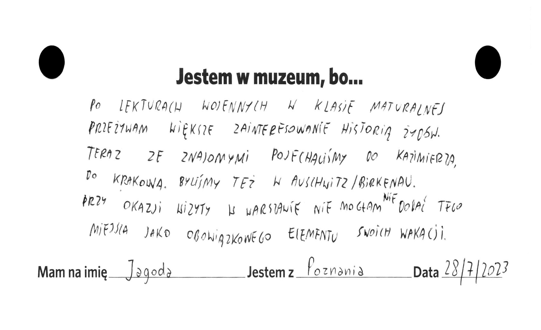 Opinia o wystawie stałej w języku polskim