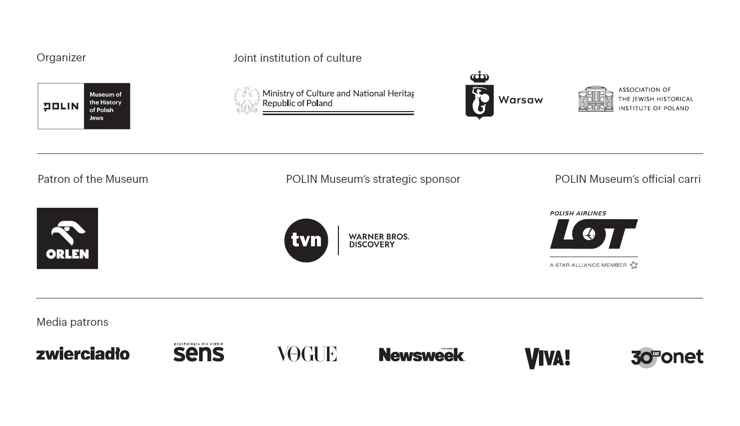 Logos of organisers, patrons, partners and sponsors