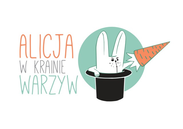 Logo bloga Alicja w krainie warzyw, które składa się z kolorowej nazwy i królika z marchewką wyskakującego z kapelusza.