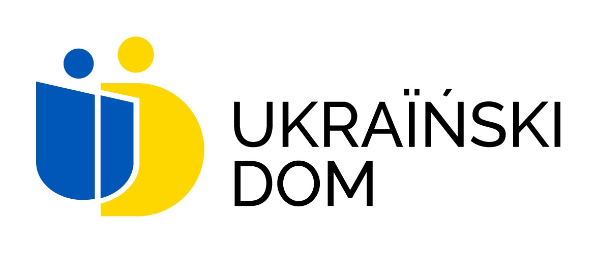 Logo Ukraińskiego Domu w Warszawie w niebiesko-żółtych kolorach