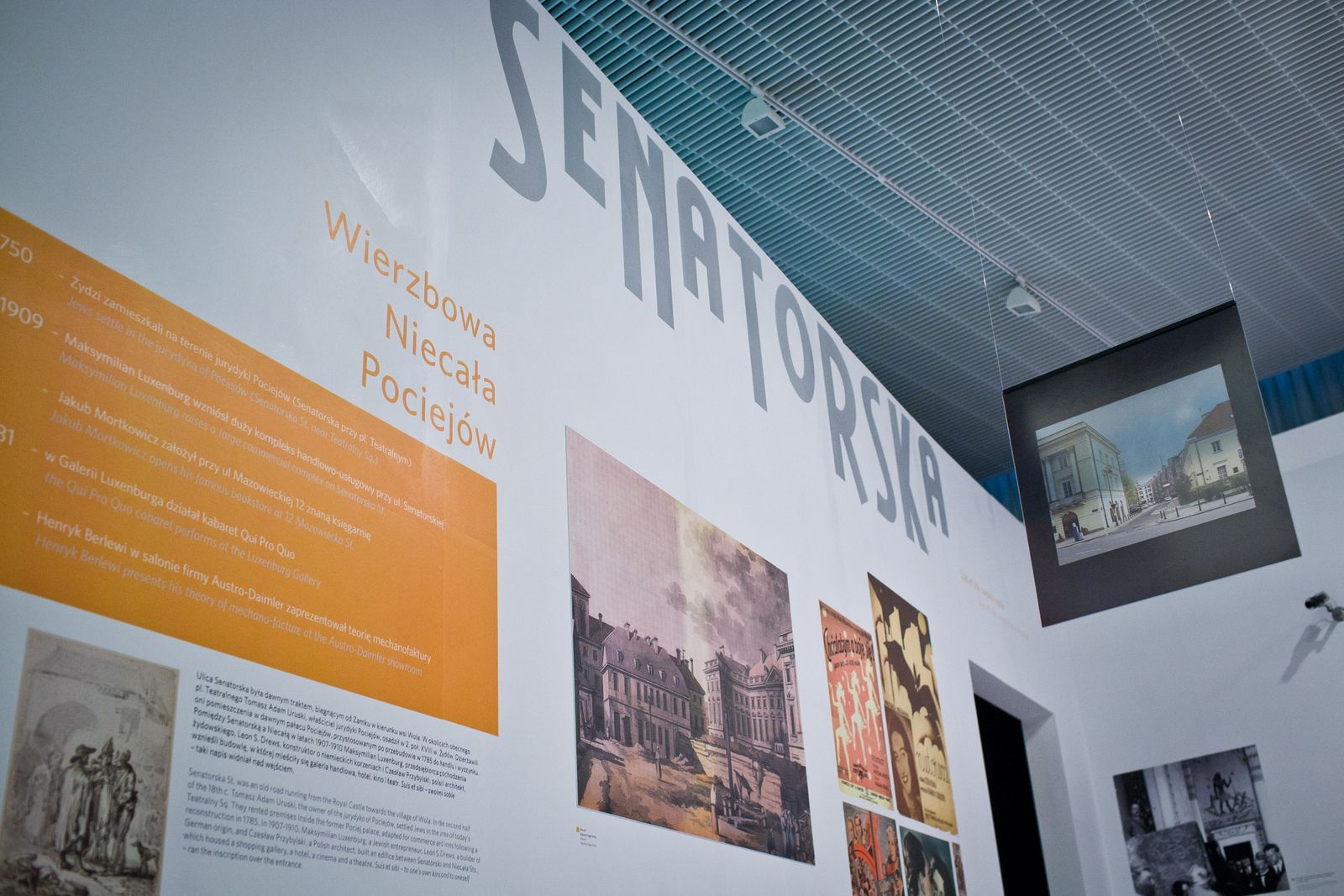 Część wystawy czasowej w Muzeum POLIN poświęcona ul. Senatorskiej w Warszawie