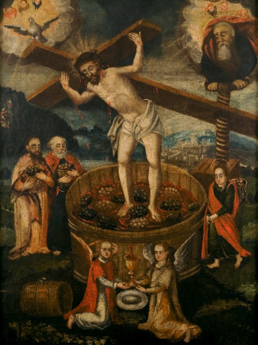 Obraz przedstawia Chrystusa niosącego krzyż.