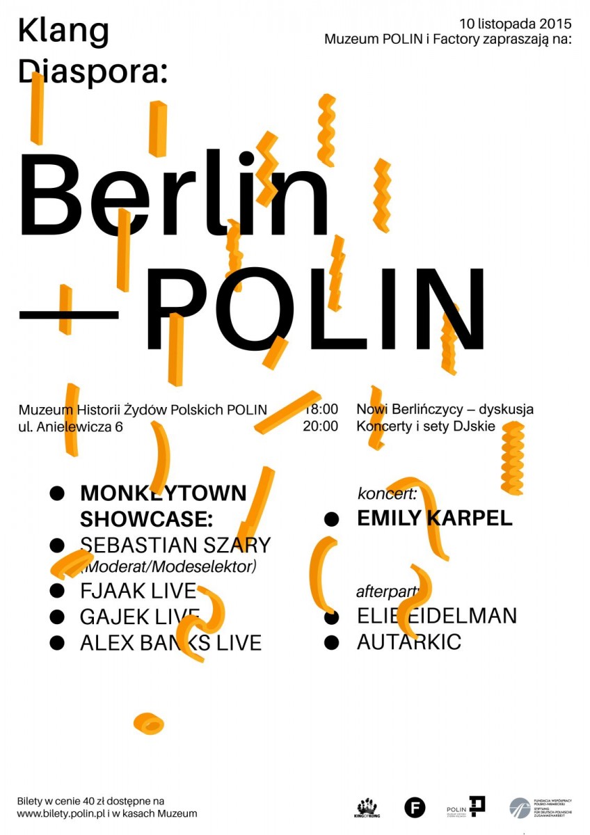 Plakat z napisem Klang Diaspora: Berlin - POLIN