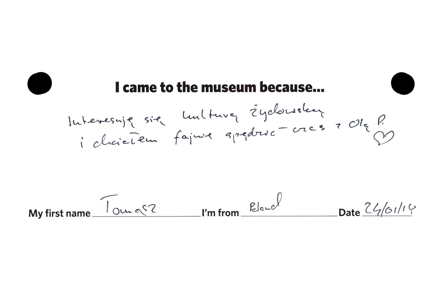 opinie o wystawie stałej: I came to the museum because...