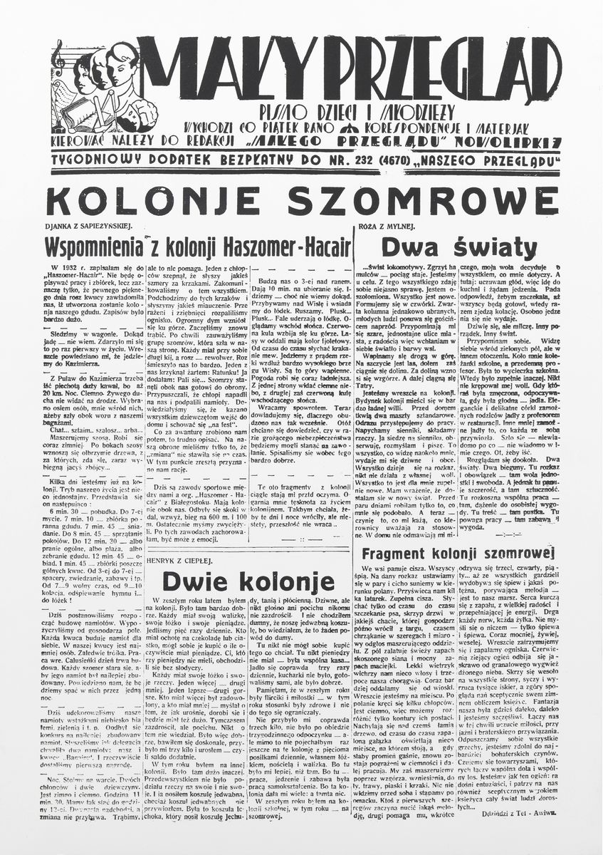 Gazeta Mały Przegląd, tytuł artykułu Kolonie szomrowe