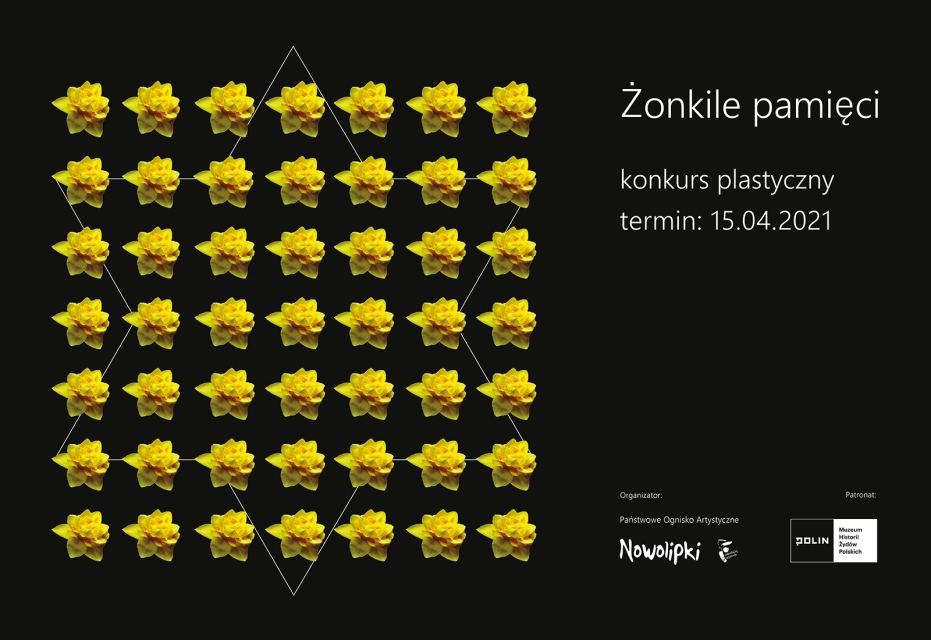 Na obrazie widzimy grafikę promocyjną konkurs plastycznego "Żonkile pamięci"