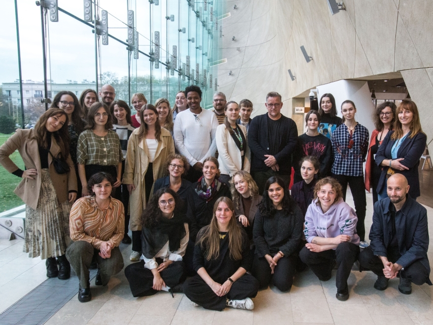 Participants of Prejudice – Recognizing and Reacting seminar standing in POLIN Museum's main hall.