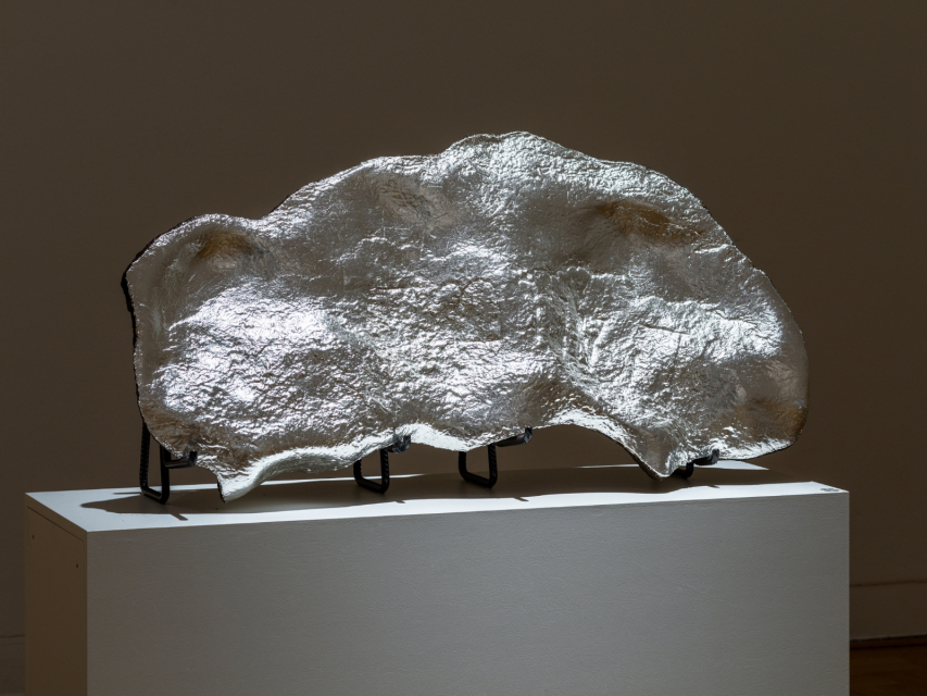 A silver object from Hideouts exhibition by Natalia Romik.