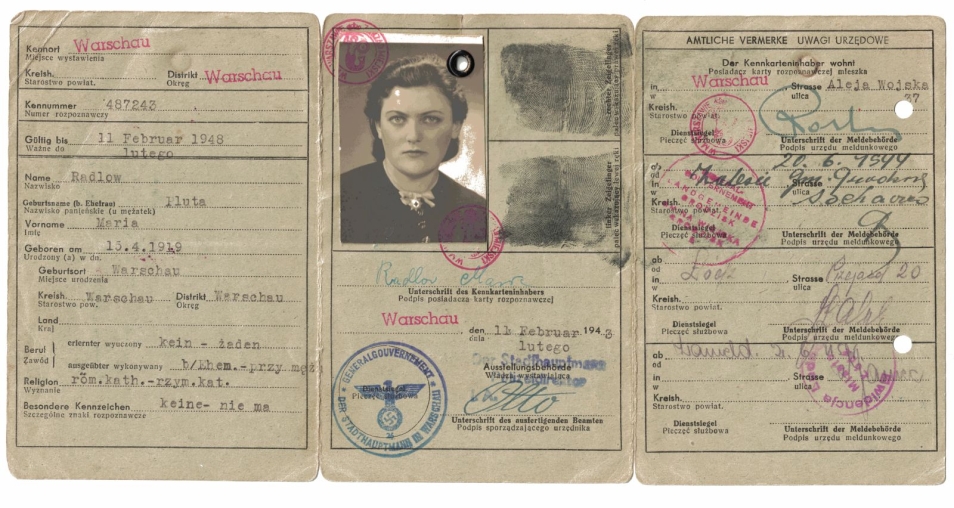 Bronka Feinmesser - "Marysia with Blue Eyes" - her German-issued ID used after leaving the Ghetto