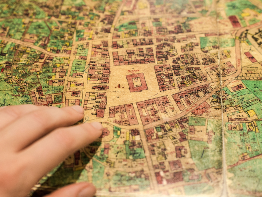 Someone studying a map.