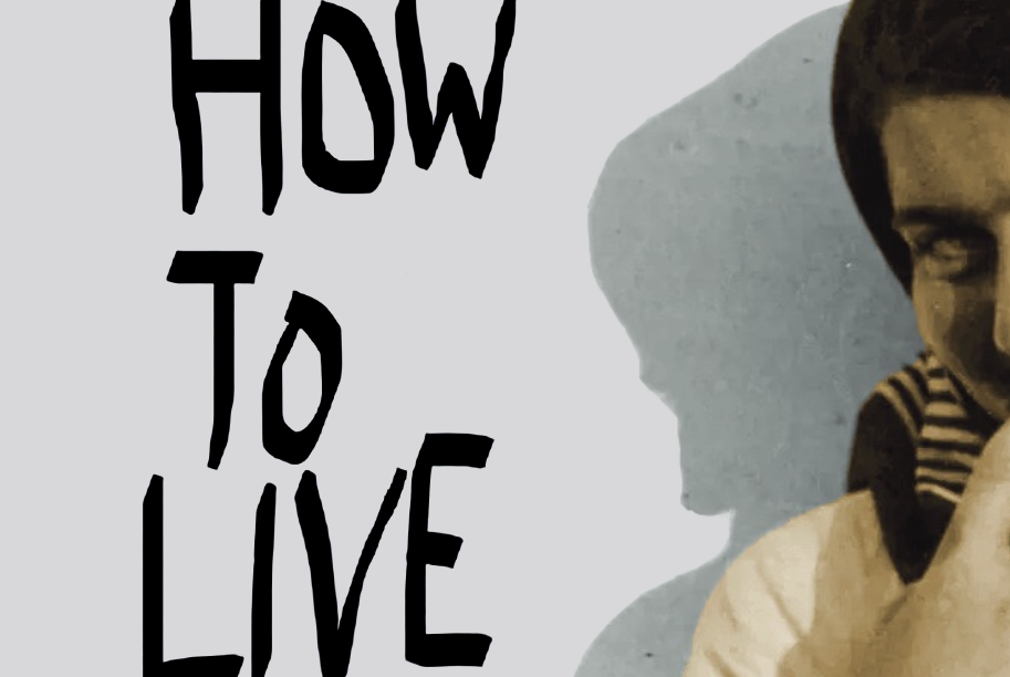 Z lewej strony napis how to live, z prawej - fragment twarzy uśmiechniętej kobiety.