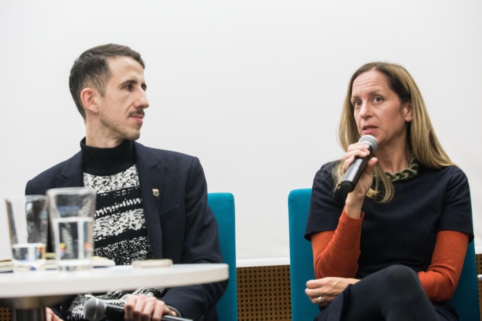 Paneliści dyskusji "Gdynia - Tel Awiw - utopia zrealizowana" (od lewej): Grzegorz Piątek, Sharon Golan Yaron
