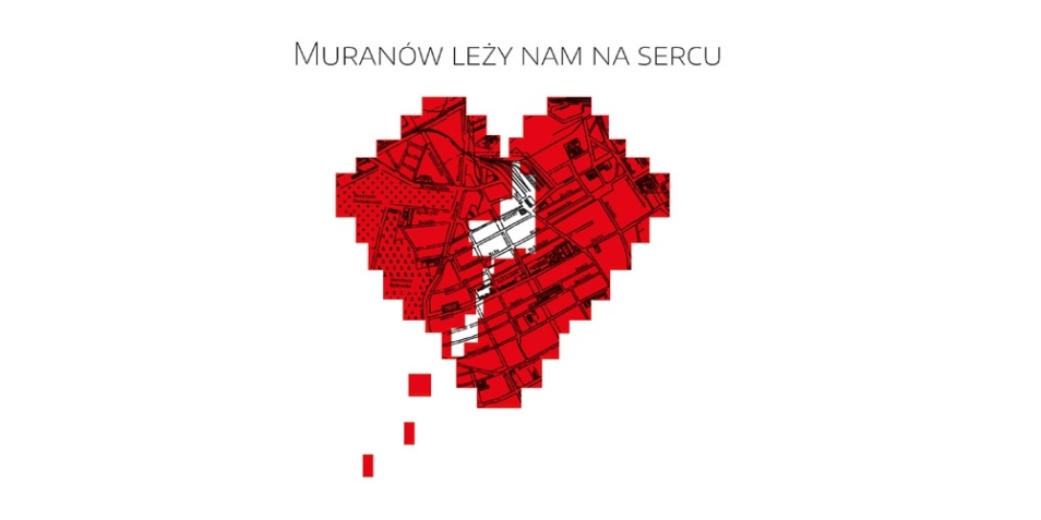 Grafika ilustracyjna z sercem i napisem: Muranów leży nam na sercu - IV piknik muranowski.