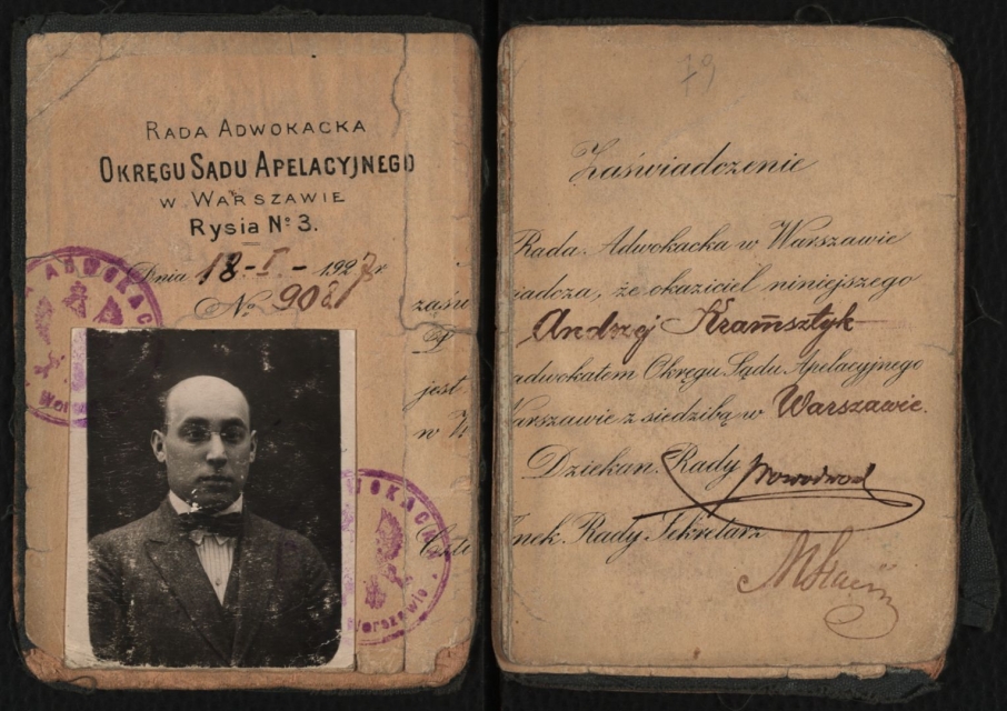 Zaświadczenie z sądu na nazwisko Andrzeja Kramsztyka.