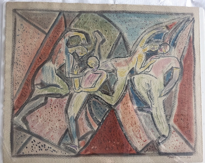 Marek Szwarc, Walka Jakuba z Aniołem, akwarela, fot. Muzeum POLIN