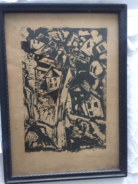 Marek Szwarc, Ukrzyżowanie z „Jung Jidysz”, 1919 linoryt, fot. Muzeum POLIN