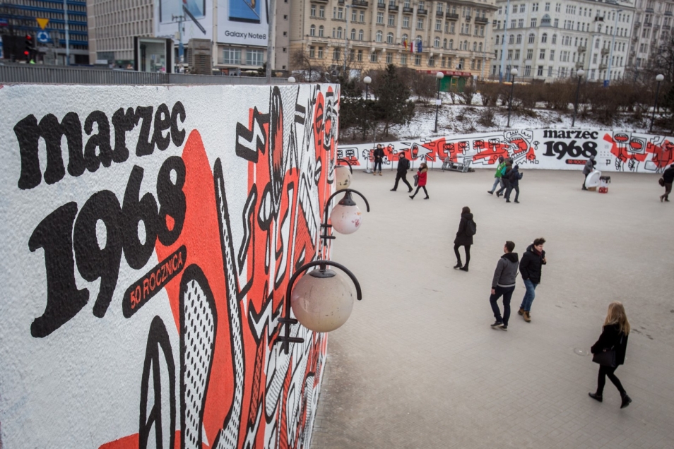 Marzec '68, mural, A. Wieteszka, Warszawa