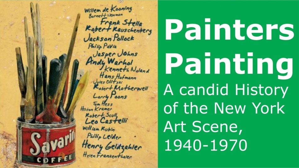 Po lewej kubeczek pełen pędzli. Po prawej Painters Painting. A candid History of the New York Art Scene, 1940-1970.