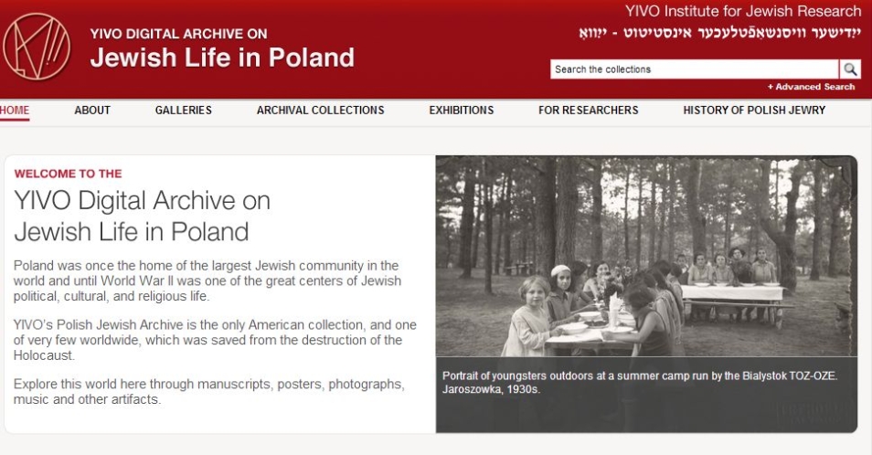 Zrzut ekranu ze strony YIVO Digital Archive on Jewish Life in Poland.
