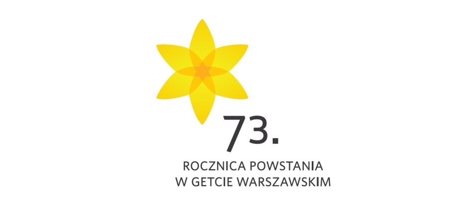 Logo akcji Żonkile - żółty żonkil a obok napis: 73. rocznica powstania w getcie warszawskim