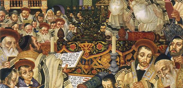 Obraz Artura Szyka "Rosz ha-Szana" ilustrujący obchody tego żydowskiego święta.