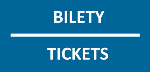 na granatowym tle napis: bilety | tickets - odesłanie do systemu zakupu biletów online