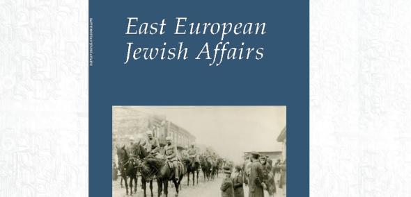 Okładka czasopisma "East European Jewish Affairs" z archiwalnym, czarno-białym zdjęciem.