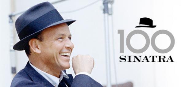Frank Sinatra na plakacie. Po prawej stronie napis 100 Sinatra.