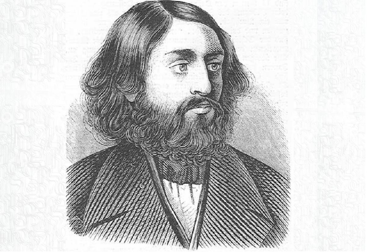 Chaim Zelig Słonimski. Brodaty mężczyzna z długimi włosami.