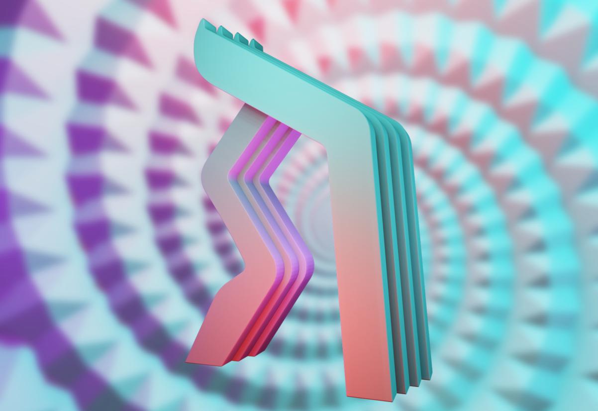 Wizerunek hebrajskiej litery TAW - symbolu Nagrody POLIN - na abstrakcyjnym tle w pastelowych kolorach.