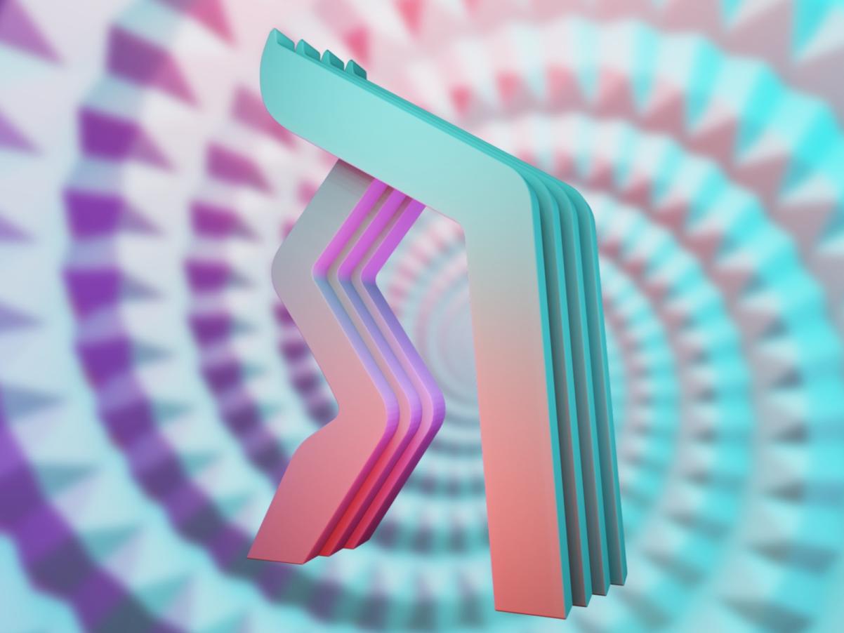Wizerunek hebrajskiej litery TAW - symbolu Nagrody POLIN - na abstrakcyjnym tle w pastelowych kolorach.