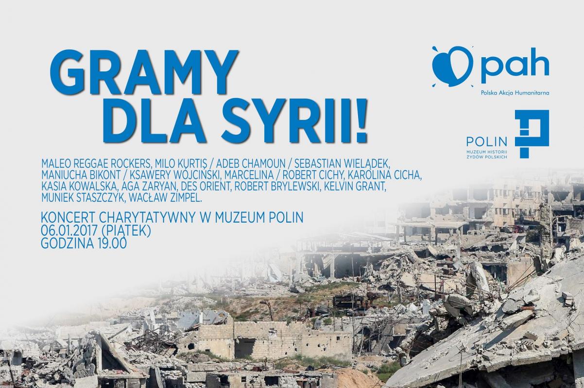 Gramy dla Syrii! Koncert charytatywny PAH i Muzeum POLIN