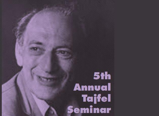 Zdjęcie portretowe mężczyzny, na nim napis po angielsku 5th Annual Tajfel Seminar.