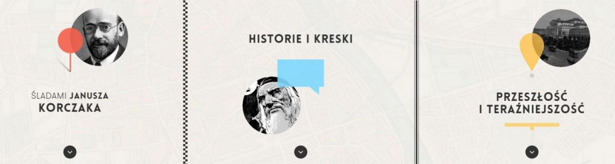 Żydowska Warszawa - przewodnik multimedialny, obraz podzielony na trzy części.